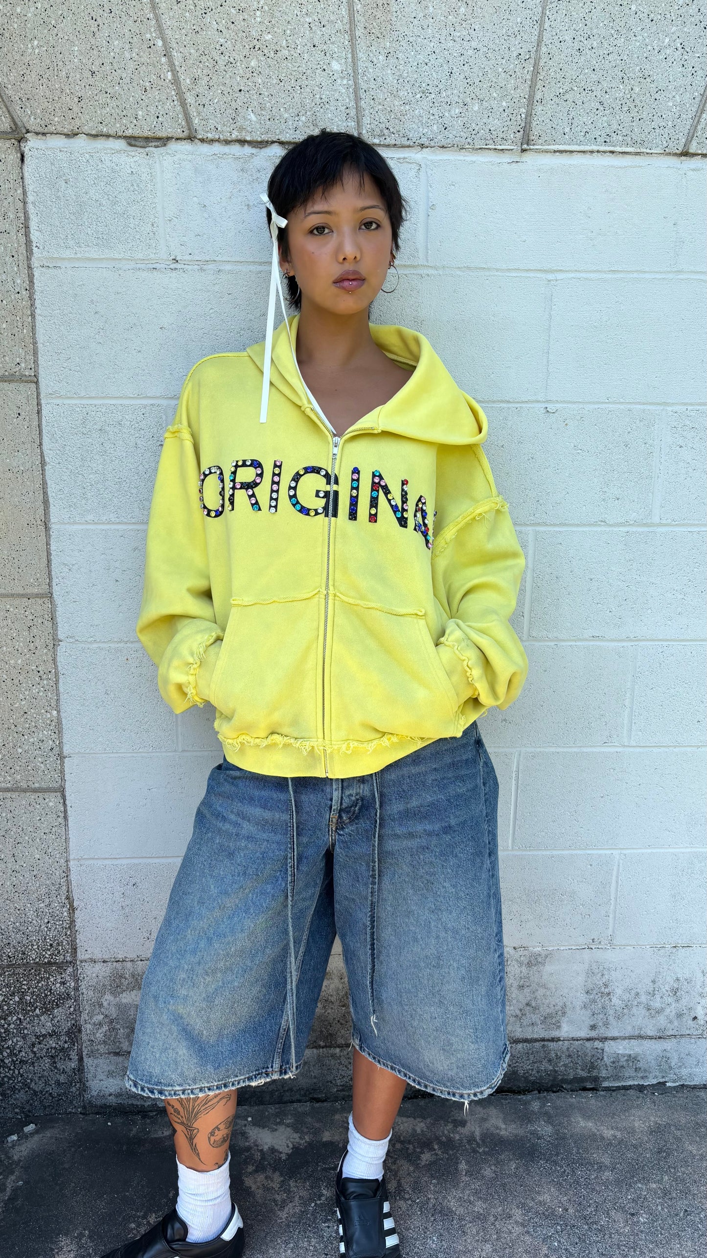 Yellow Rhinestone Hoodie