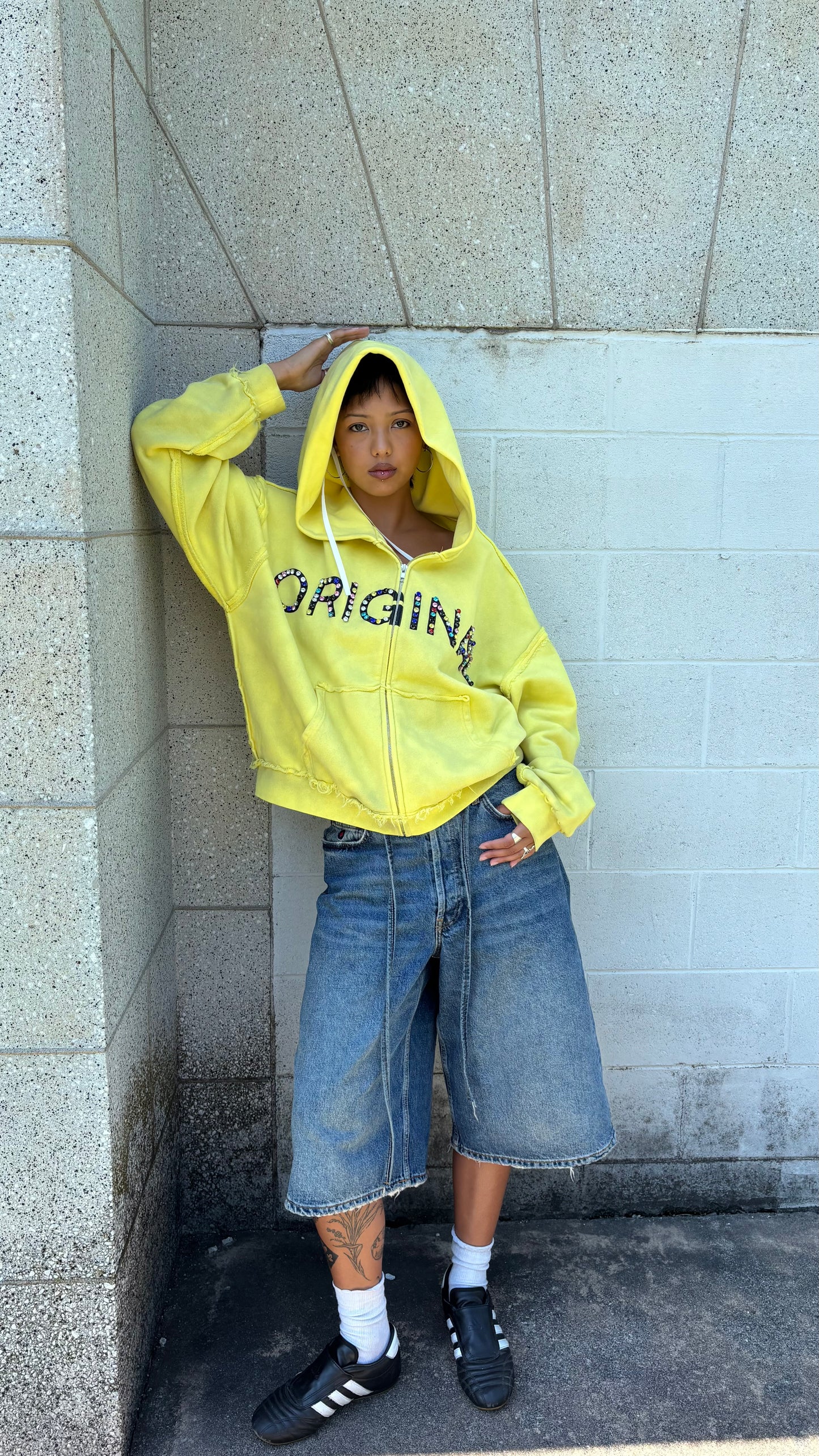 Yellow Rhinestone Hoodie