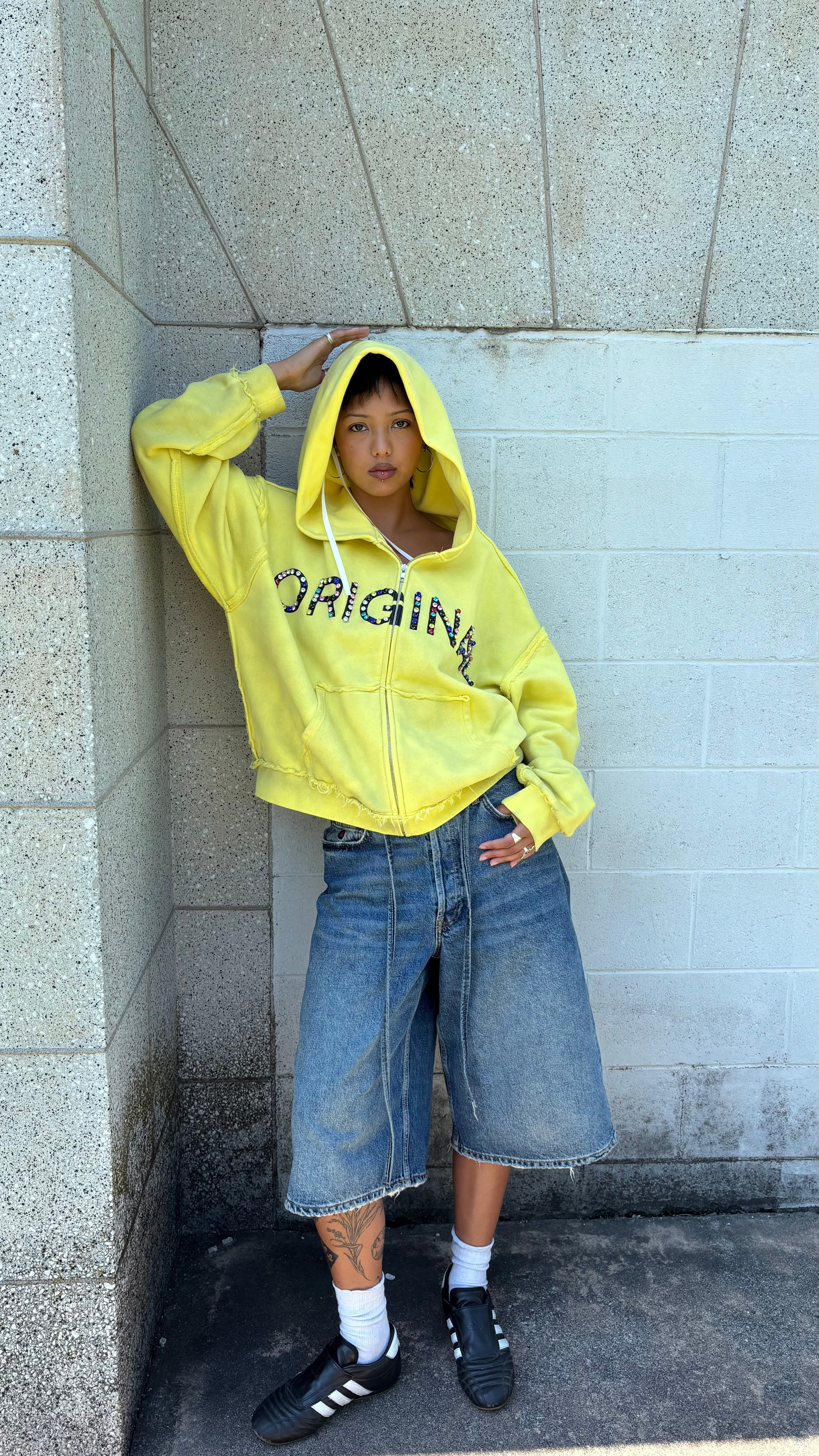 Yellow Rhinestone Hoodie – ORIGINAL BRAND